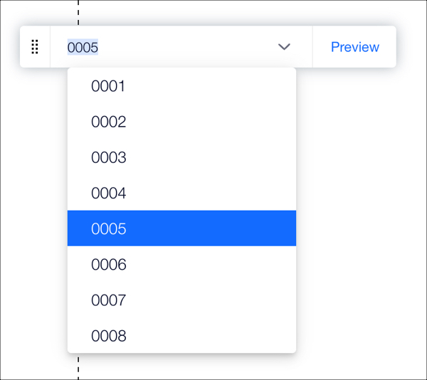 Une capture d'écran du menu déroulant à l'écran montrant les pages de recettes disponibles que la page dynamique peut afficher.