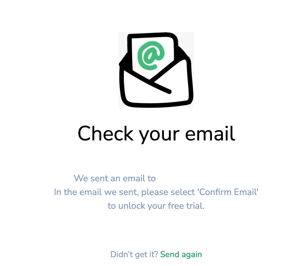 A screenshot showing the message you get from SKU IQ to check your email and verify.