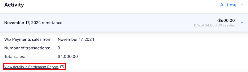 A screenshot showing where you can view the settlement report