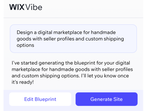 A screenshot showing the edit blueprint and generate site options
