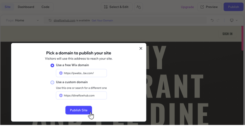 A screenshot showing how to publish