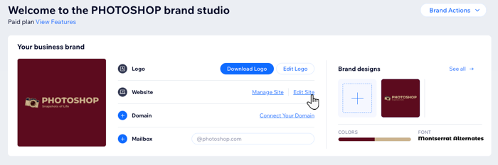 Screenshot showing how to access the Editor of the dedicated site template.