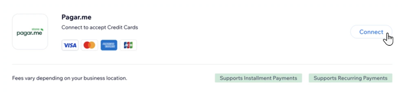A screenshot showing the connect button for Pagar.me