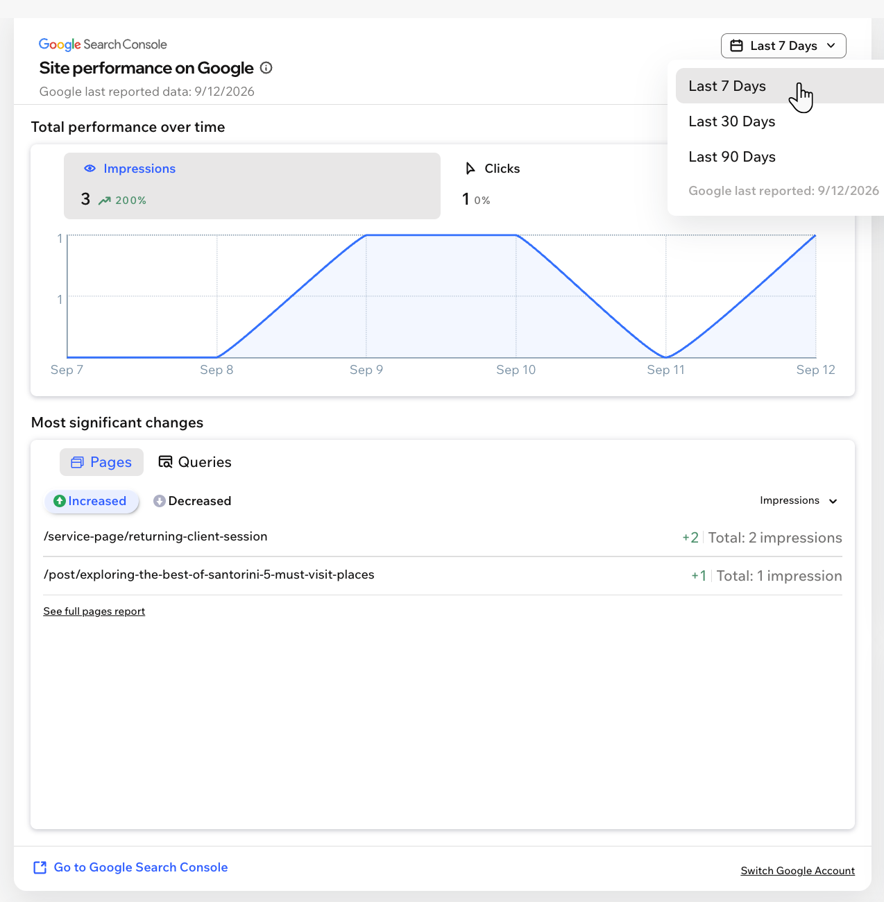 Filtering your site performance on Google