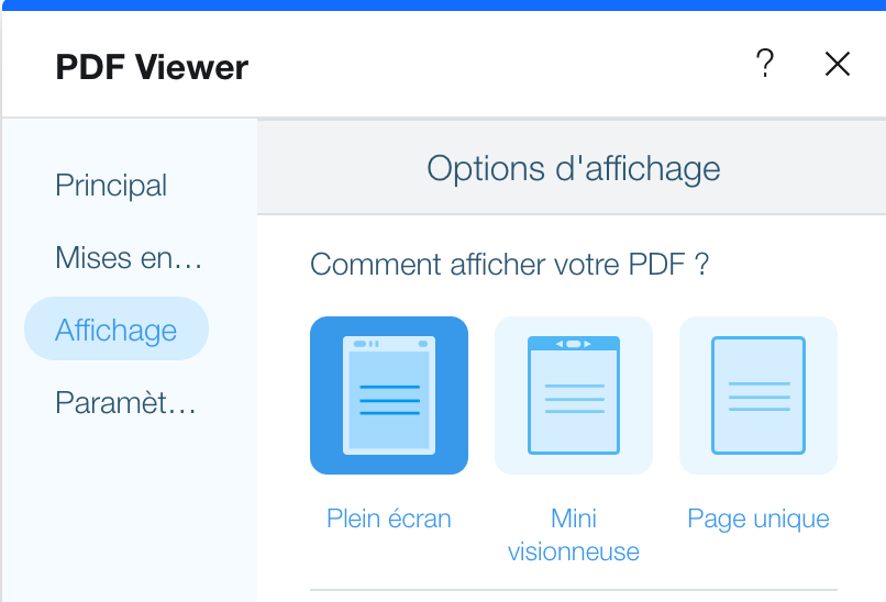 Modifier les options d'affichage de l'appli PDF Viewer Centre d