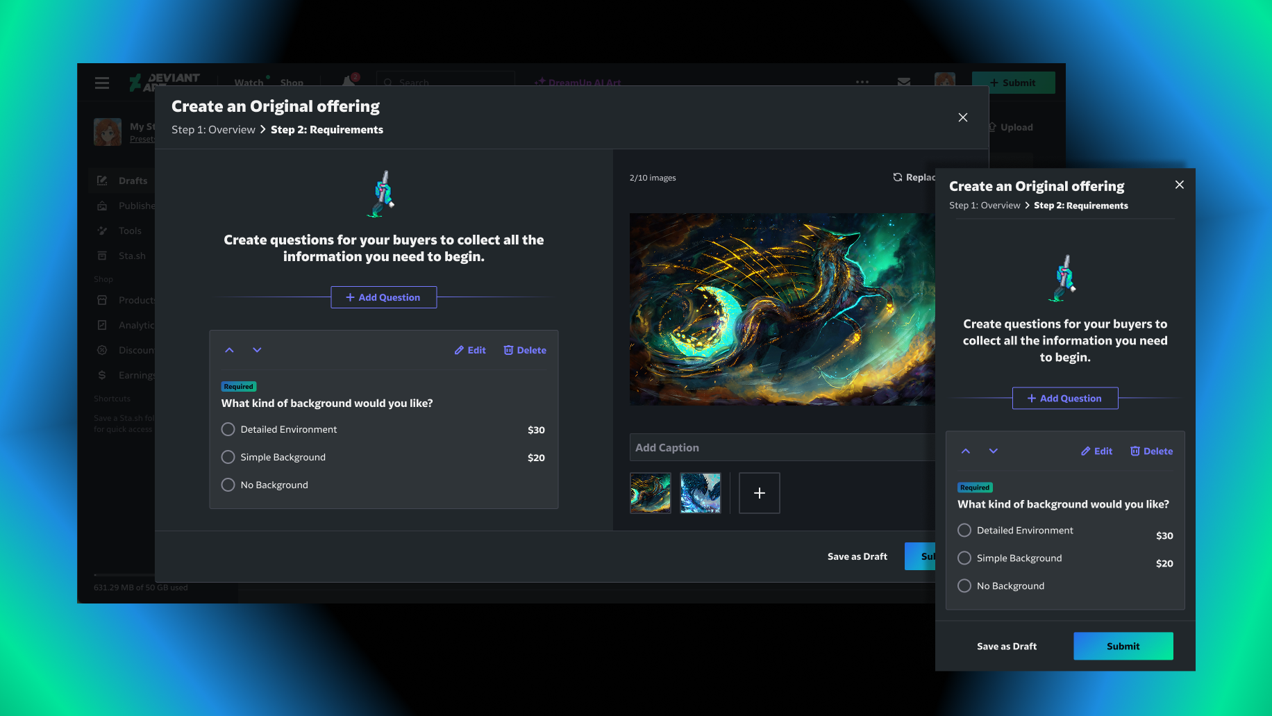 Originals creation form - Step 2. Art by @ERA7