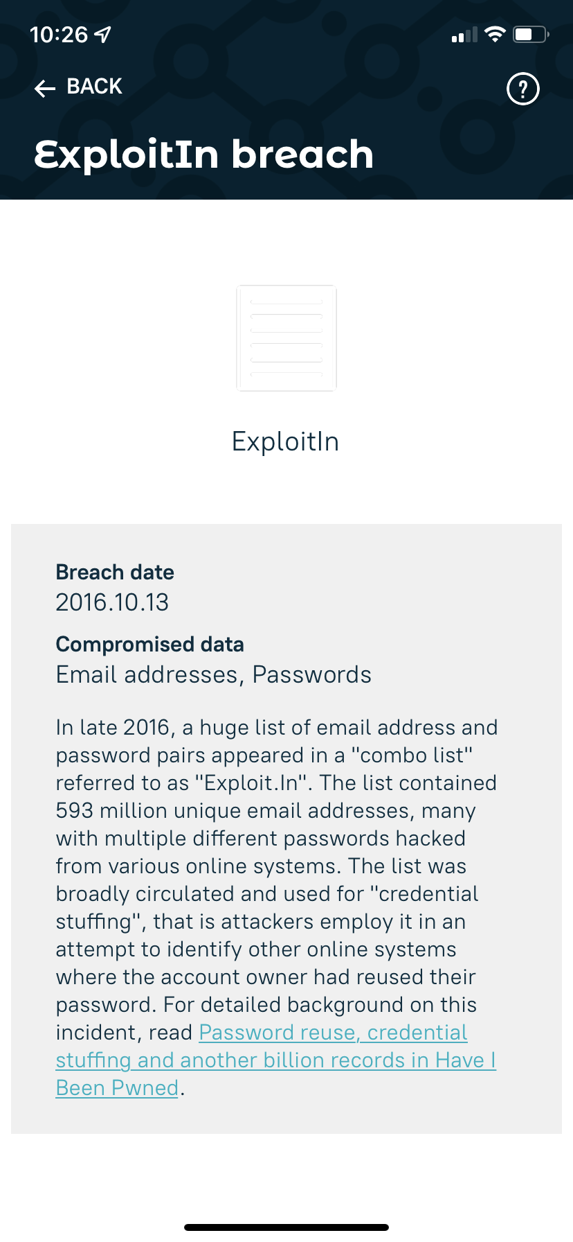 Email breach summary example