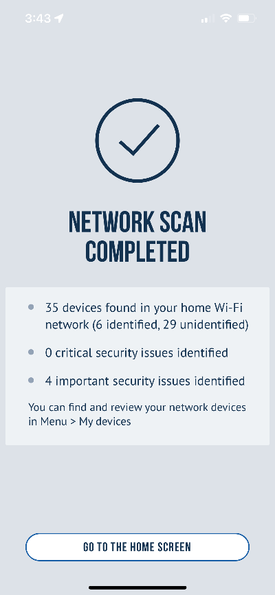 Example of completed scan summary