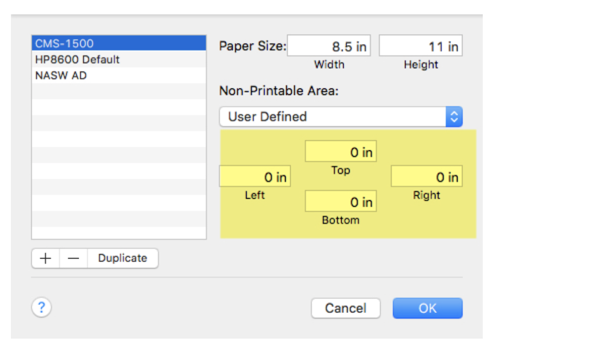 CMS-1500 Print Margin Settings – TherapyMate