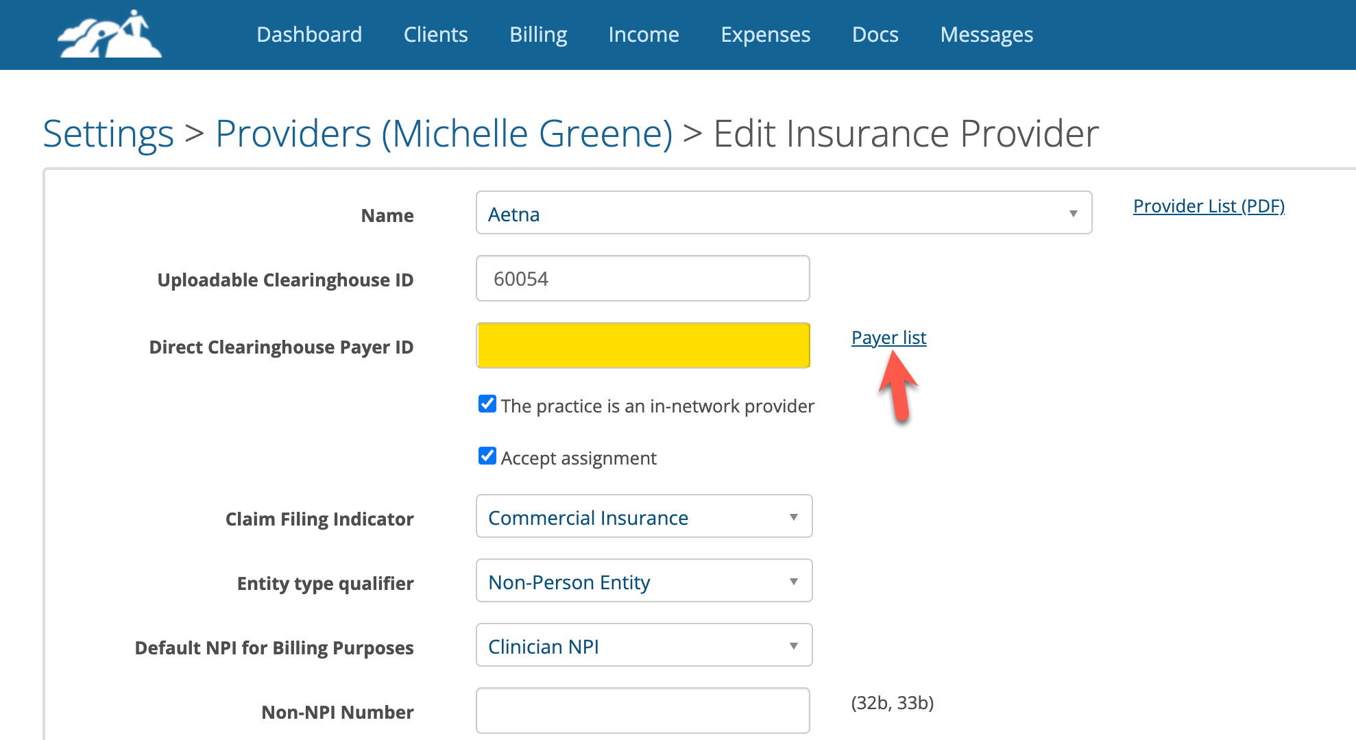 Missing Payer IDClearinghouse ClaimsDirect TherapyMate
